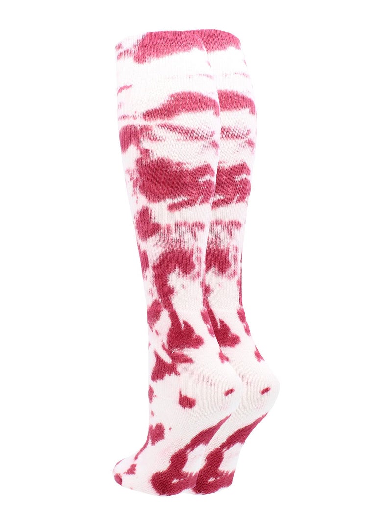 TCK Tie Dye Multisport Tube Socks (Maroon/White, Small) - Image 2